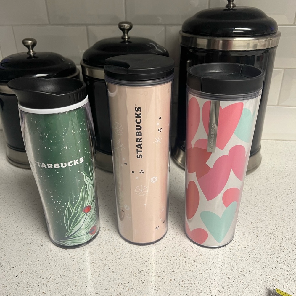 3 Starbucks Tumblers with Lids